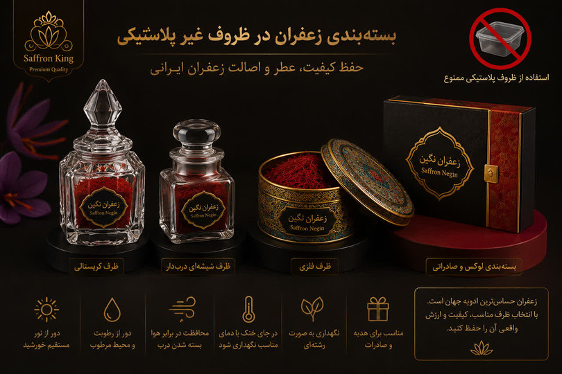 از چه ظروفی هرگز برای بسته بندی زعفران استفاده نکنیم؟