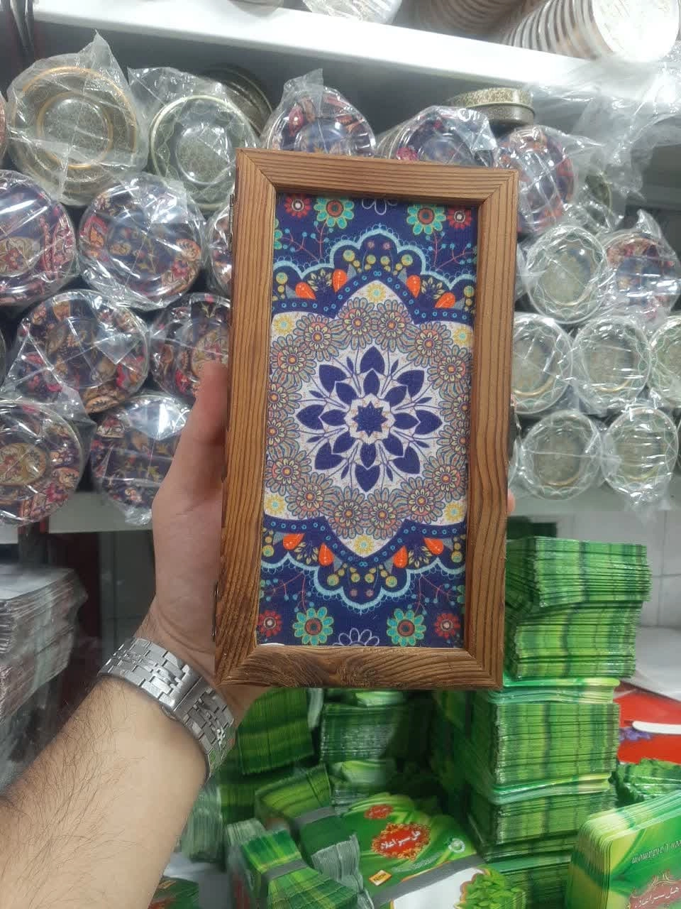 جعبه چوبی زعفران طرح فرش