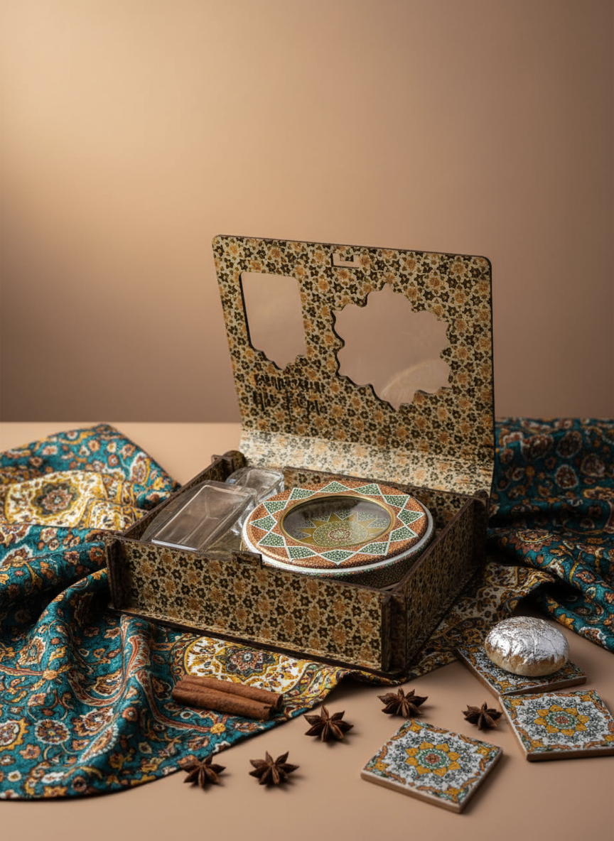 جعبه چوبی زعفران خاتم 5گرم و کریستال 5گرم (اقتصادی)
