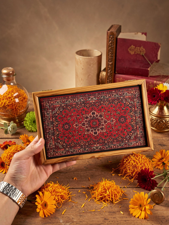 جعبه چوبی کادوئی زعفران